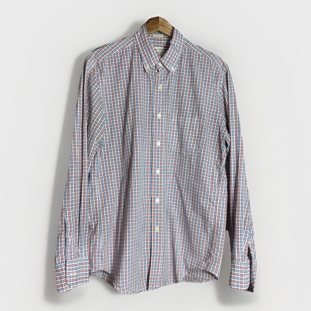 J. Crew Men's Size M Tailored Fit Shirt‎ Plaid Button Down Long Sleeve Cotton